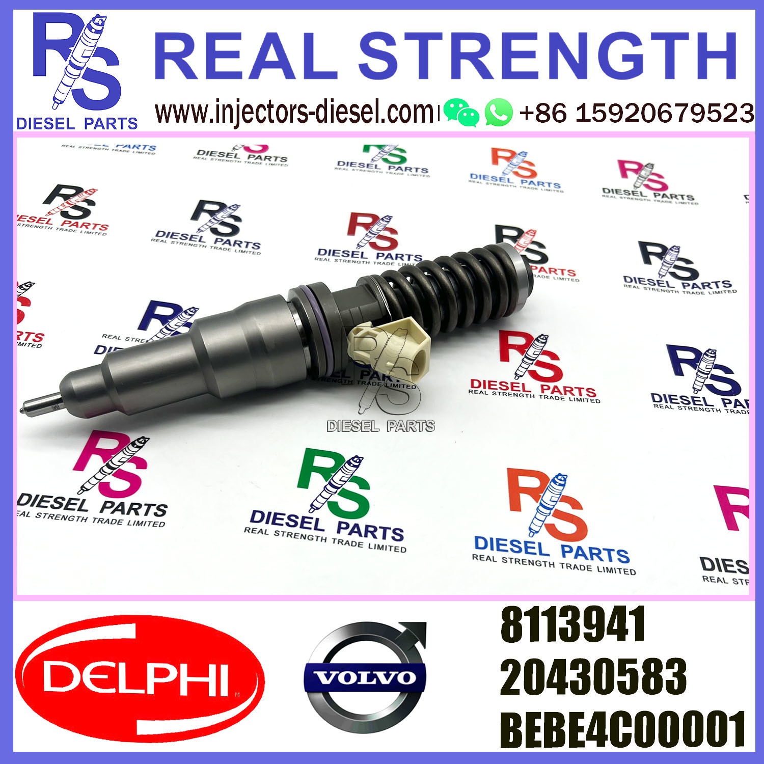 2 Pin D12 V-O-L-V Diesel Injector 20430583 8113941 DELPHI BEBE4C00001