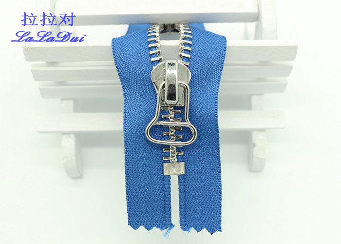 Decorating Denim Clothing Closed Ended Metal Zips , High Polished Double Ended Zip