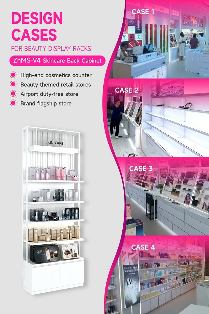 ZhMS-V4 Backlit Organic Sign Skincare Display Cabinet with LED Strip Lights