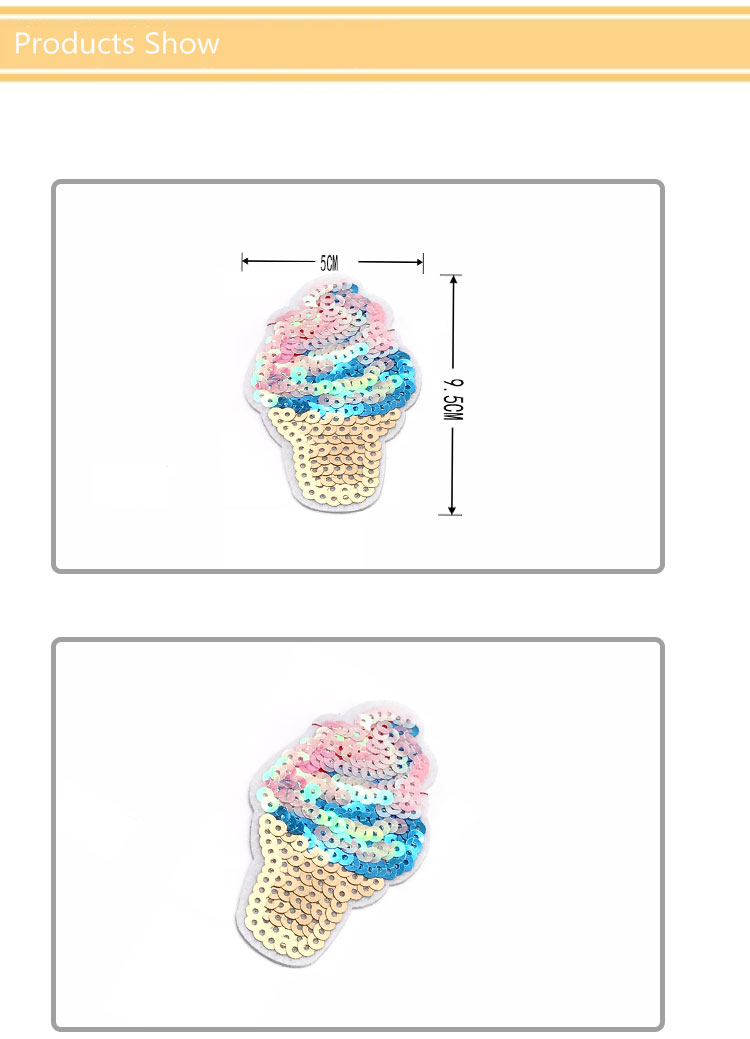 Multi Layered Color Ice Cream Iron On Patch 5*9.5CM Size With Merrowed Border