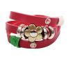 Buy cheap Triple wrap red leather bracelets brass flower charm from wholesalers
