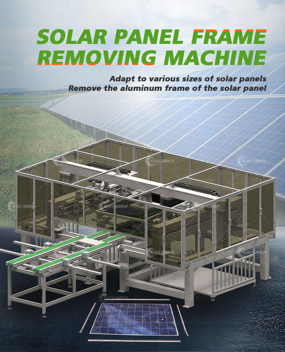 High Demand Solar Panel Aluminum Alloy Frame Removing Machine for 6-8 Times/Min Design