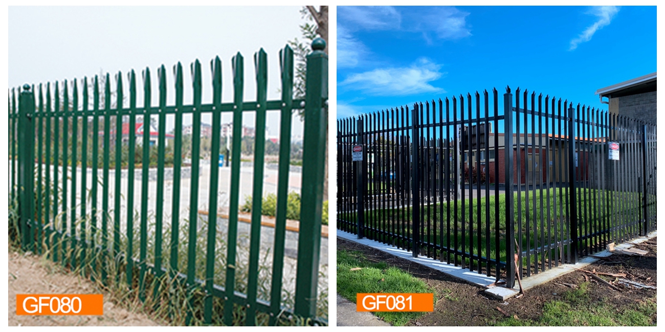 Industrial 2.4m Height Tubular Steel Fence Powder Coated Security Angle Rails 40*40mm