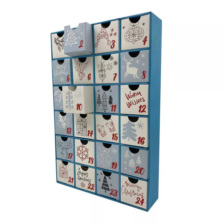 Gift Paper Cardboard Christmas Candy Box Luxury Drawer Chocolate Advent Calendar Box