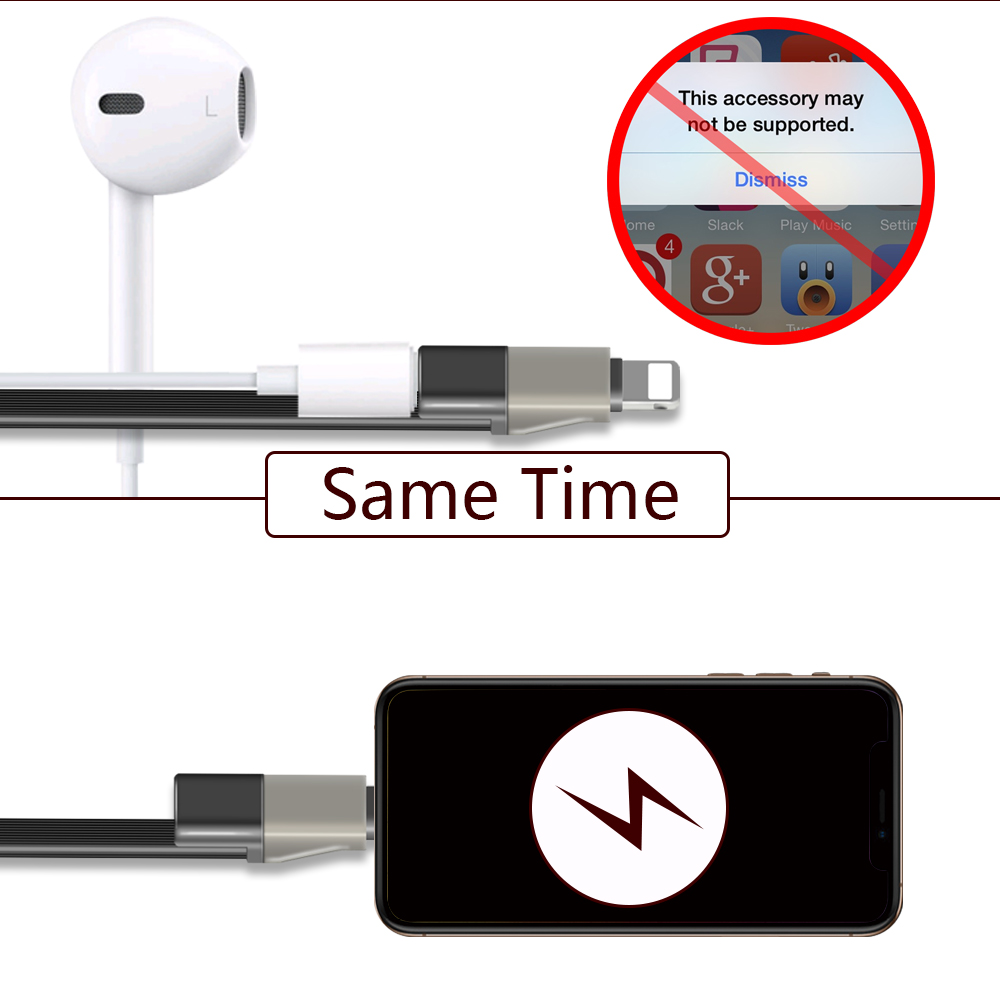 Audio 2 In 1 Usb Cable Adapter Iphone X iPhone 6 Charger Mobile Charging