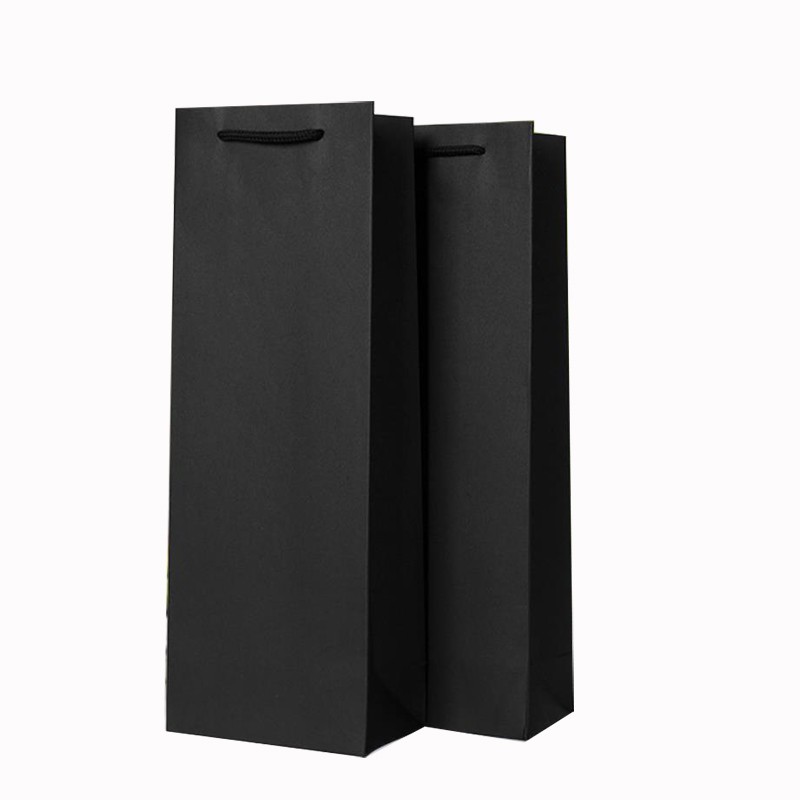 Varnished Hot Stamping Kraft Paper Wine Bags With Handles Beverage Packaging Solution