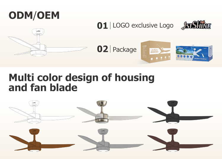 Plastic Blades LED Ceiling Fan with Light and Remote Pure Copper Motor Energy Saving 10