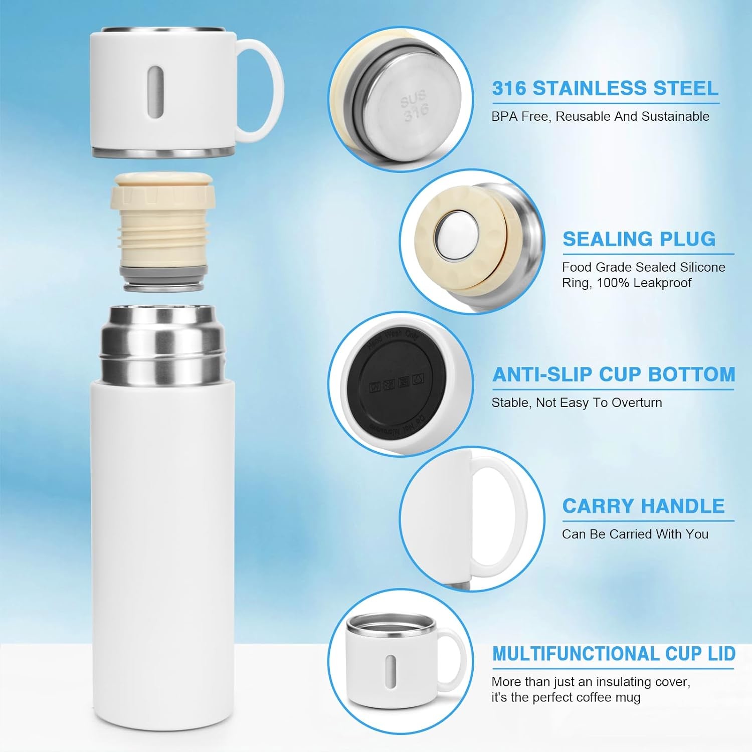 Stainless Steel Vacuum Flask Thermal Flask Bottle 14.2oz 420ml