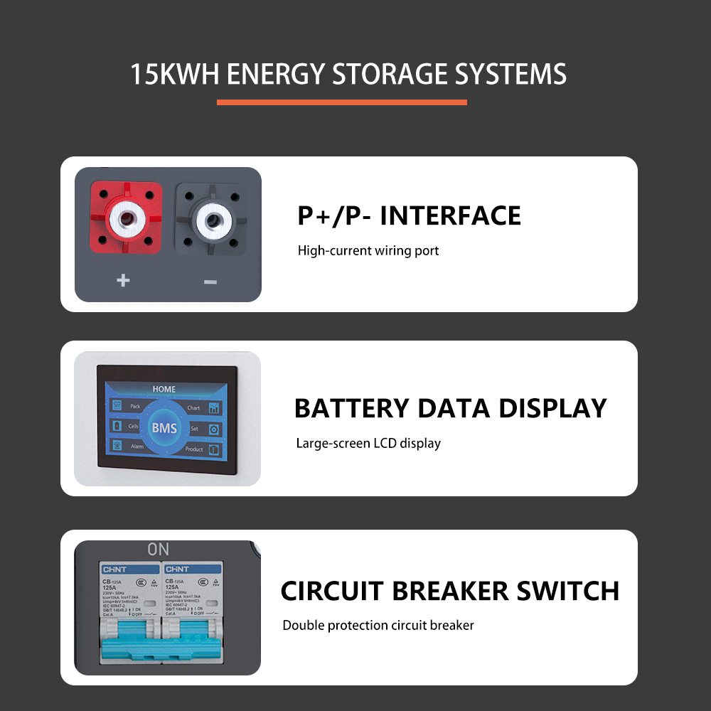 15Kwh 30Kwh 45Kwh 280Ah 560Ah 840Ah LiFePO4 Battery Backup for Hybrid Solar System
