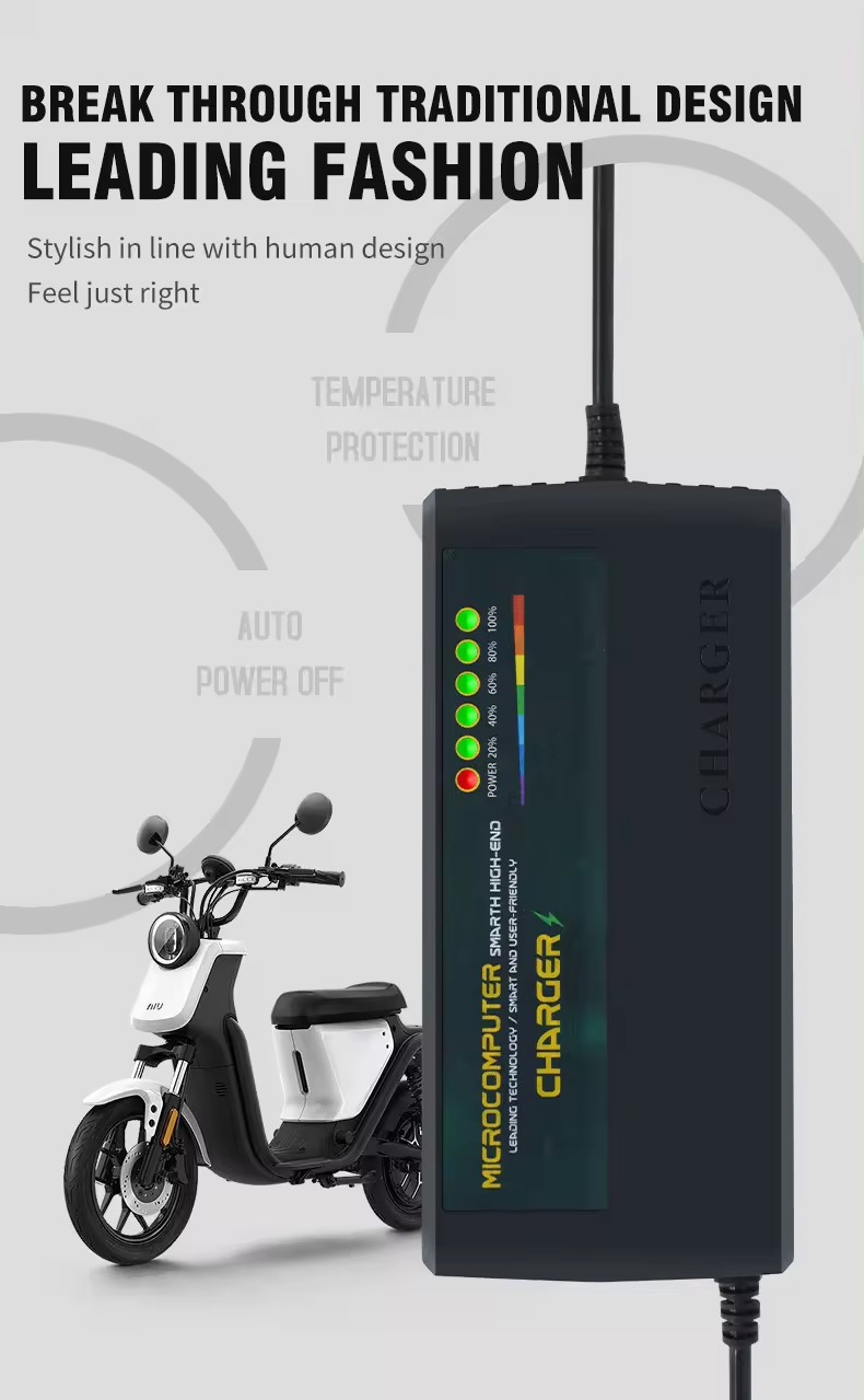Intelligent Electric Vehicle Lead Acid Battery Charger 60v 30ah 72v 40ah Automatic Pulse E-bike Charger With Power Display
