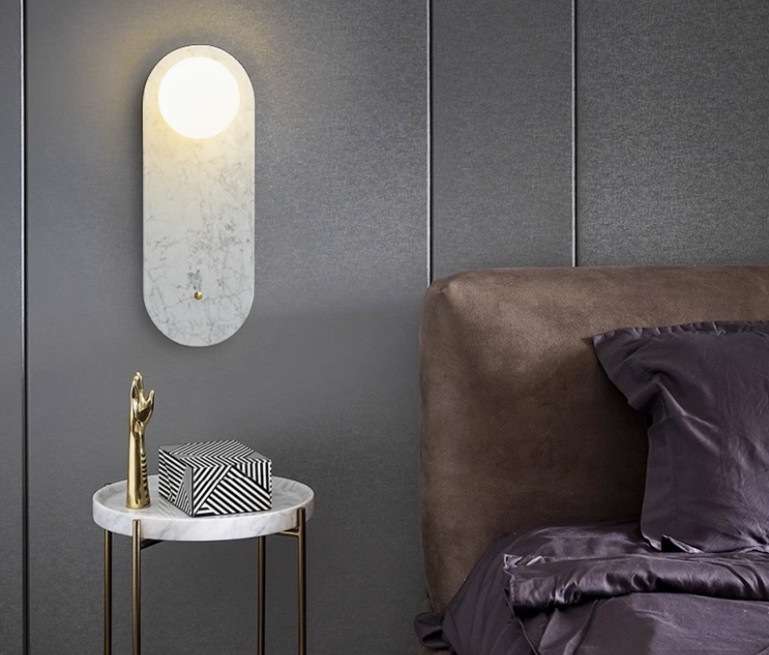 Hotel villa background wall decoration lamp B&B guest room natural marble entrance bedroom wall lamp