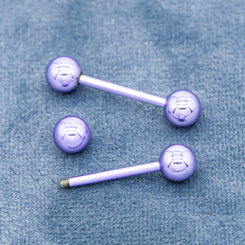 Stainless Steel 316 Nipple Piercing Jewellry 15mm Purple Color Nipple Rings 14 Gauge