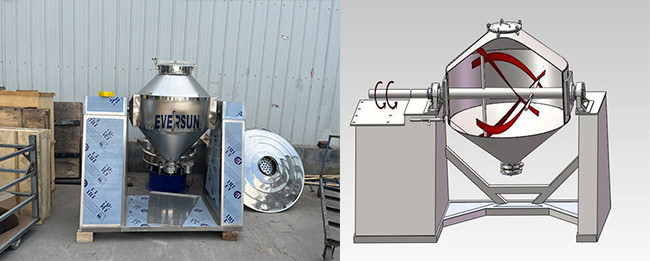 High Efficiency Industry Blender SS Double Cone Mixer For Food Additives Granule