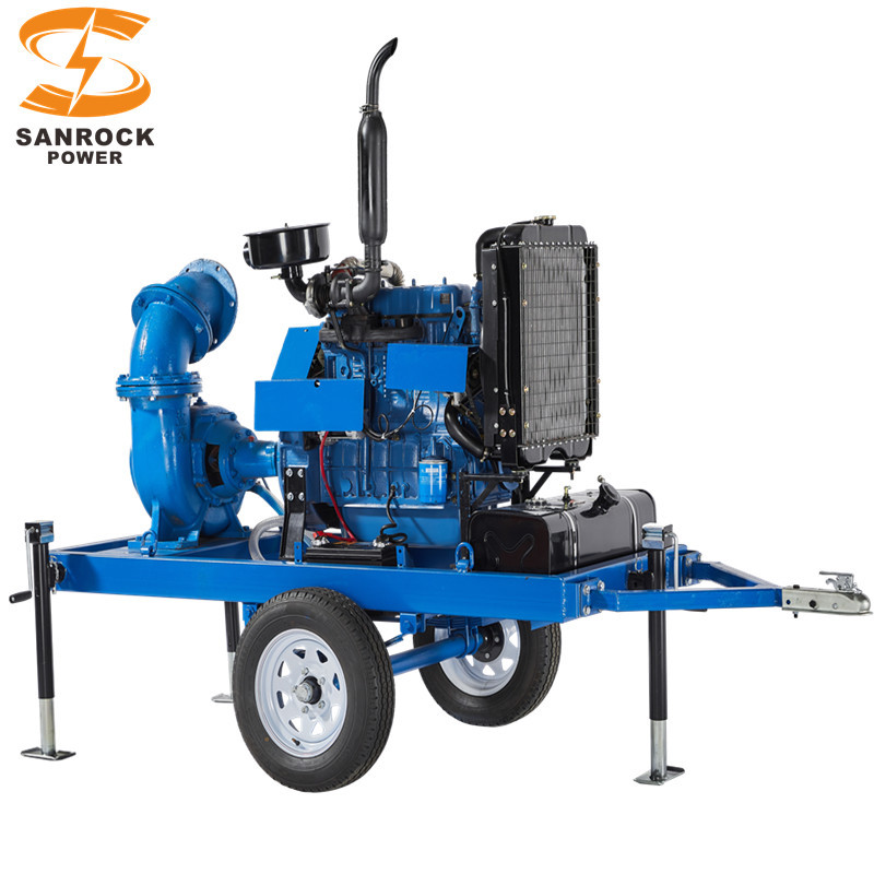 Efficient 2 Wheeled High Pressure Water Pump Agricultural Irrigation Diesel Water Pump