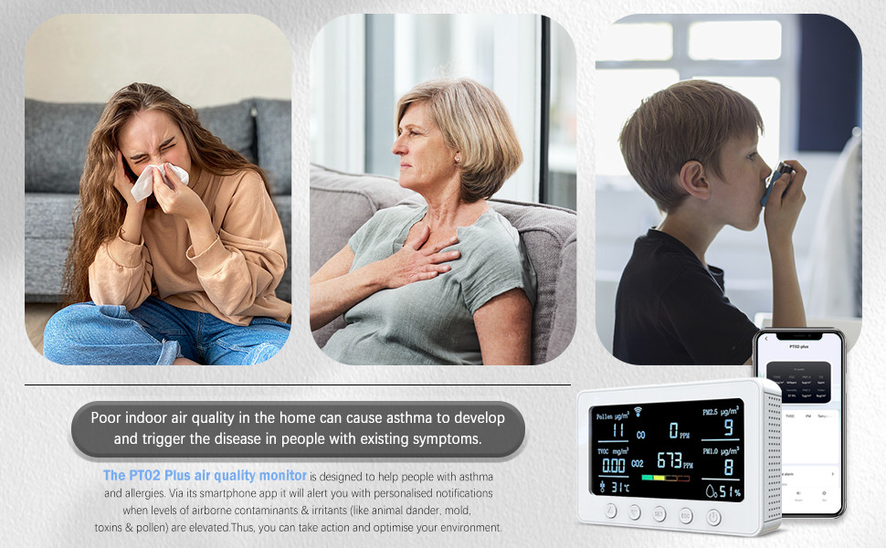 PT02 Plus PM2.5 VOC Smart Aqi Monitor Device Air Quality Co2 Monitor