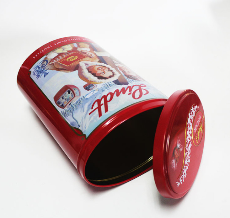 lnner Lid Biscuit Tin Box Round Embossed Cookies Tin Can