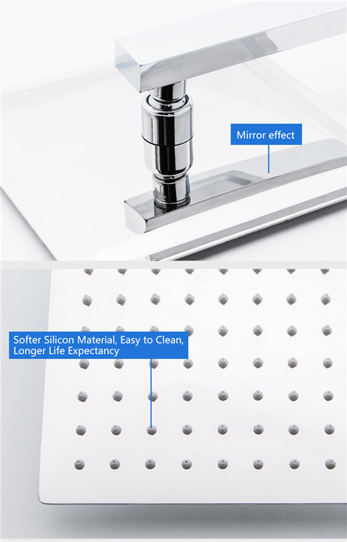 Ultra Thin Stainless Steel Shower Head , Square Rainfall Shower Head Angle Adjustable