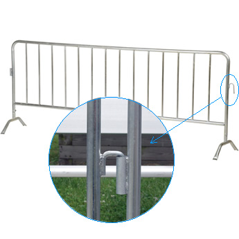 A piece of crowd control barrier with a unit of interlock system.