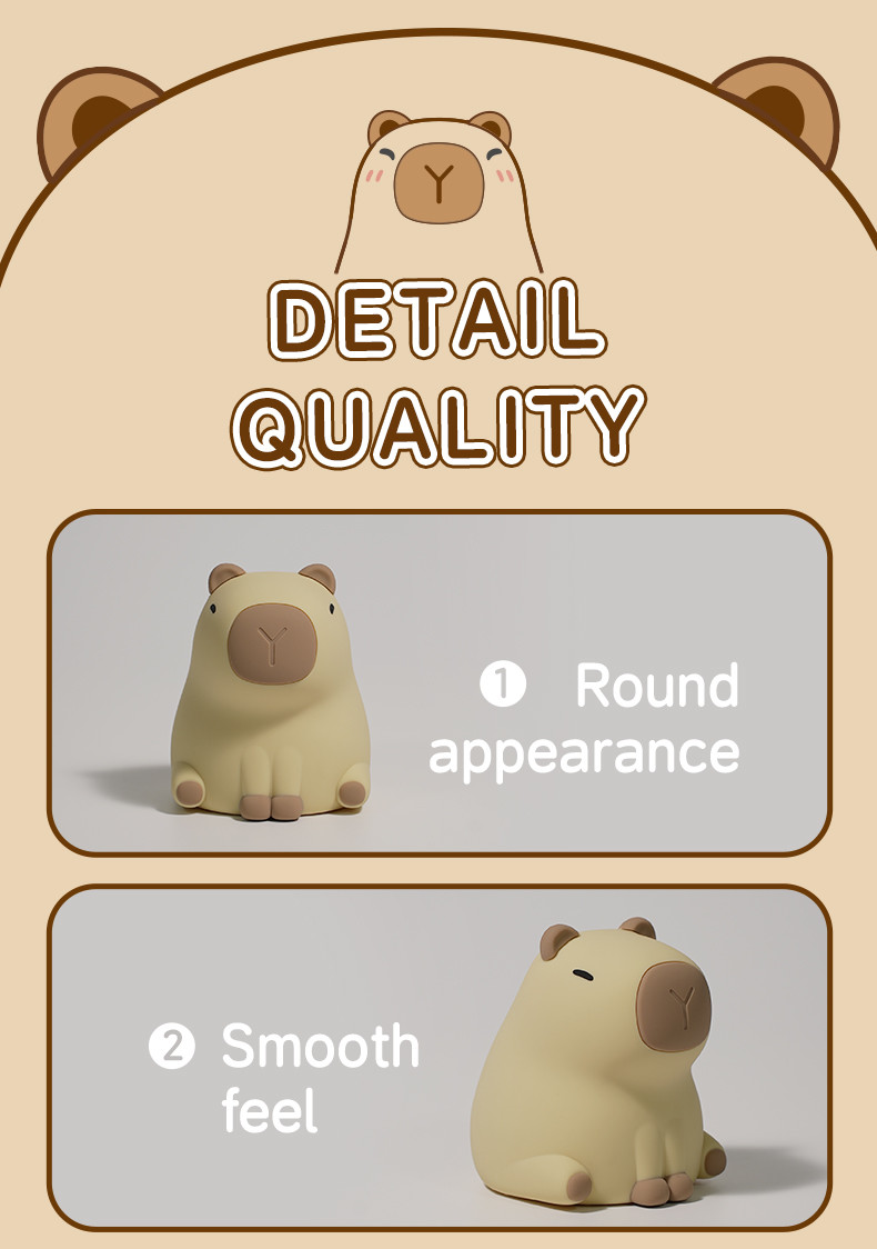 New Cute Capybara Silicone Night Light Usb Rechargeable Led Pat Lamp Timing Dimming Decorative Table Sleep Night Lamp