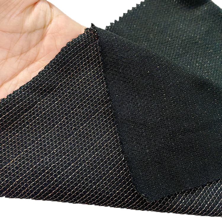 165GSM 90% Nylon 10% Conductive Black Silver Knitted Fabric With Super Earthing