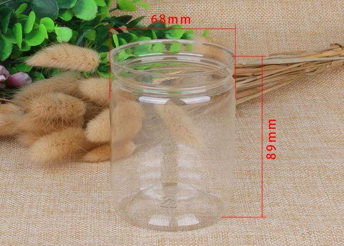 Dry Medicine BPA Free Clear PET Jar For Snack Packaging White Red