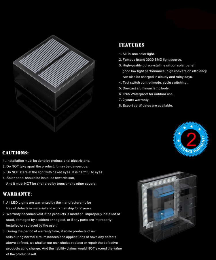 Outdoor Square Solar Lamp Post Lantern IP65 Die Cast Aluminum Solar Post Cap Lighting