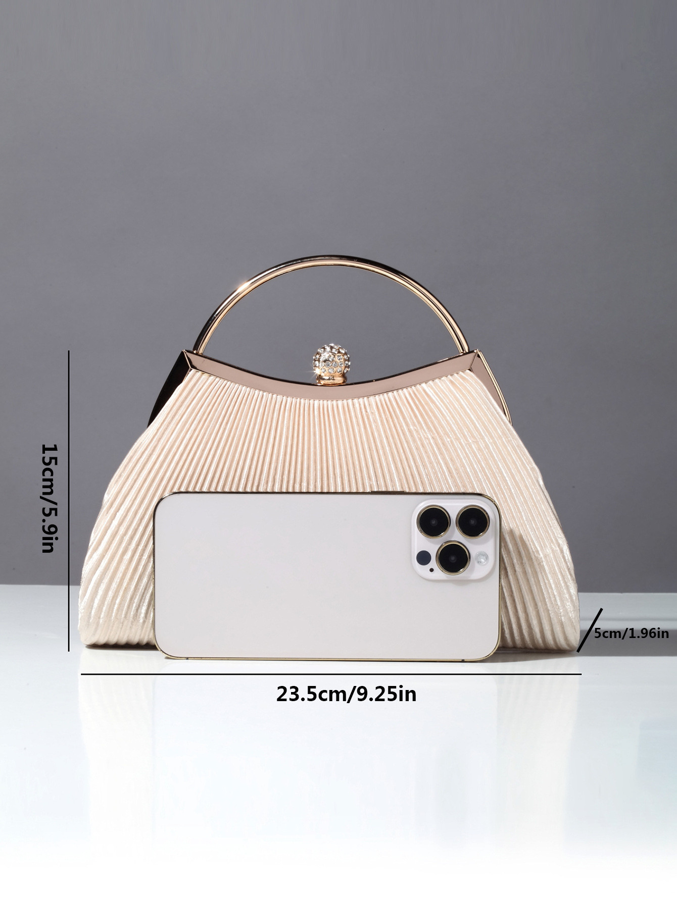 EUROPE AND THE UNITED STATES RETRO SOLID COLOR PLEATED HAND RING FASHION LOCK CLOSED DINNER BAG CHAIN CROSSBODY BAG