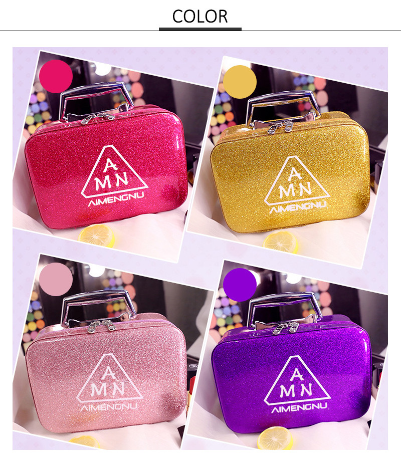 Splash Proof PU Leather Glitter Makeup Bag Case
