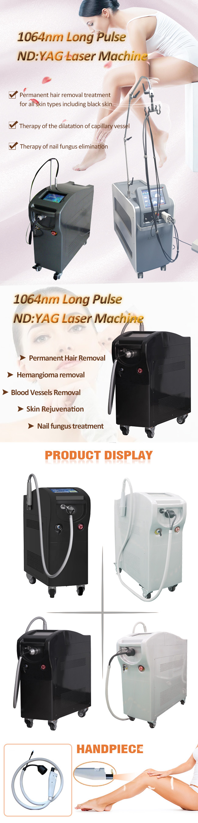 10/Jm2 Alexandrite Laser Machine Hair Removal 755nm 1064 Laser Yag Long Pulse