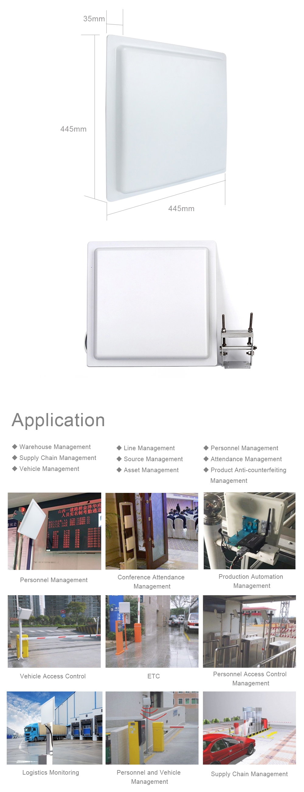 Anti Counterfeiting UHF RFID Reader With Waterproof Antenna Wiegand 485 Interface