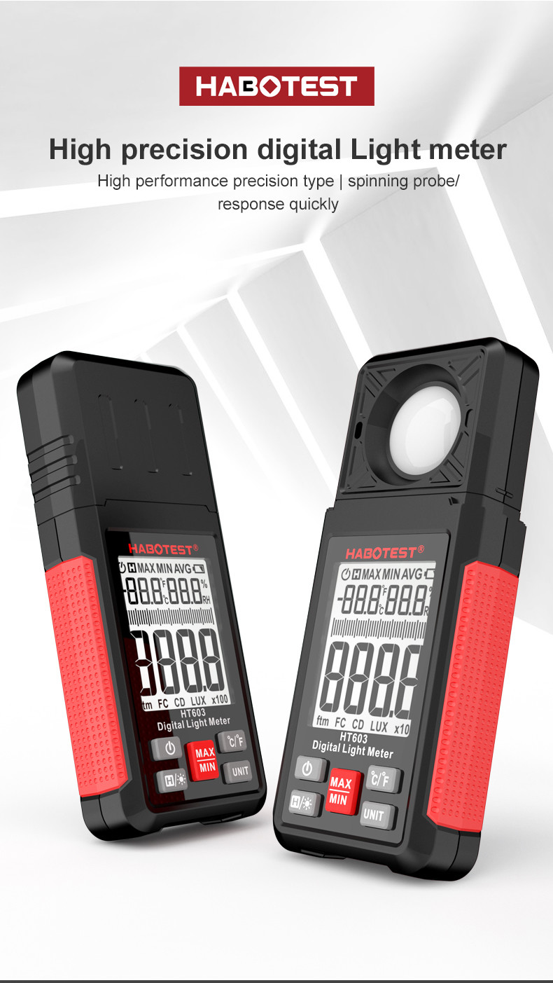 HT603 200,000 Lux Auto Digital Lux Meter Light Meter Digital Illuminance Meter