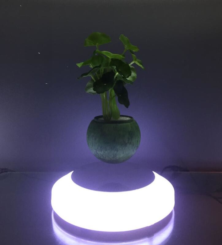 customize led light magnetic levitate floating bottom air bonsai tree flower pots