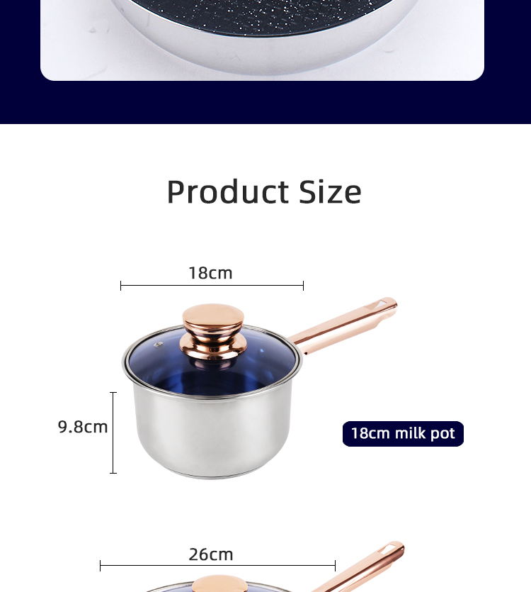 Non Stick Kitchen Stainless Steel Cookware Set With Glass Lid