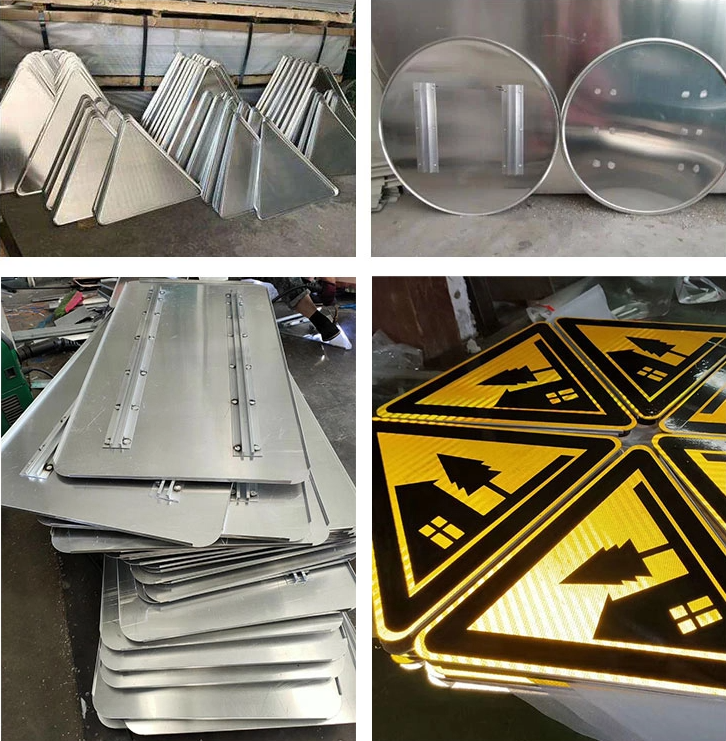High Visibility Customized Size Road Traffic Warning Sign Board for Road Safety in Aluminium