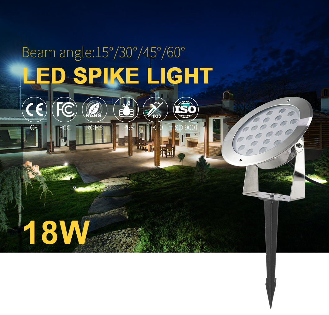 18W IP68 CREE Monochromatic Led Spike Lamp Waterproof SMD3535