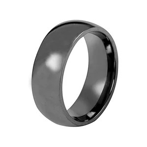 Glossy Gold Stainless Steel Rings Polished 18k Gold Silver Plated Tantalum Metal Ring