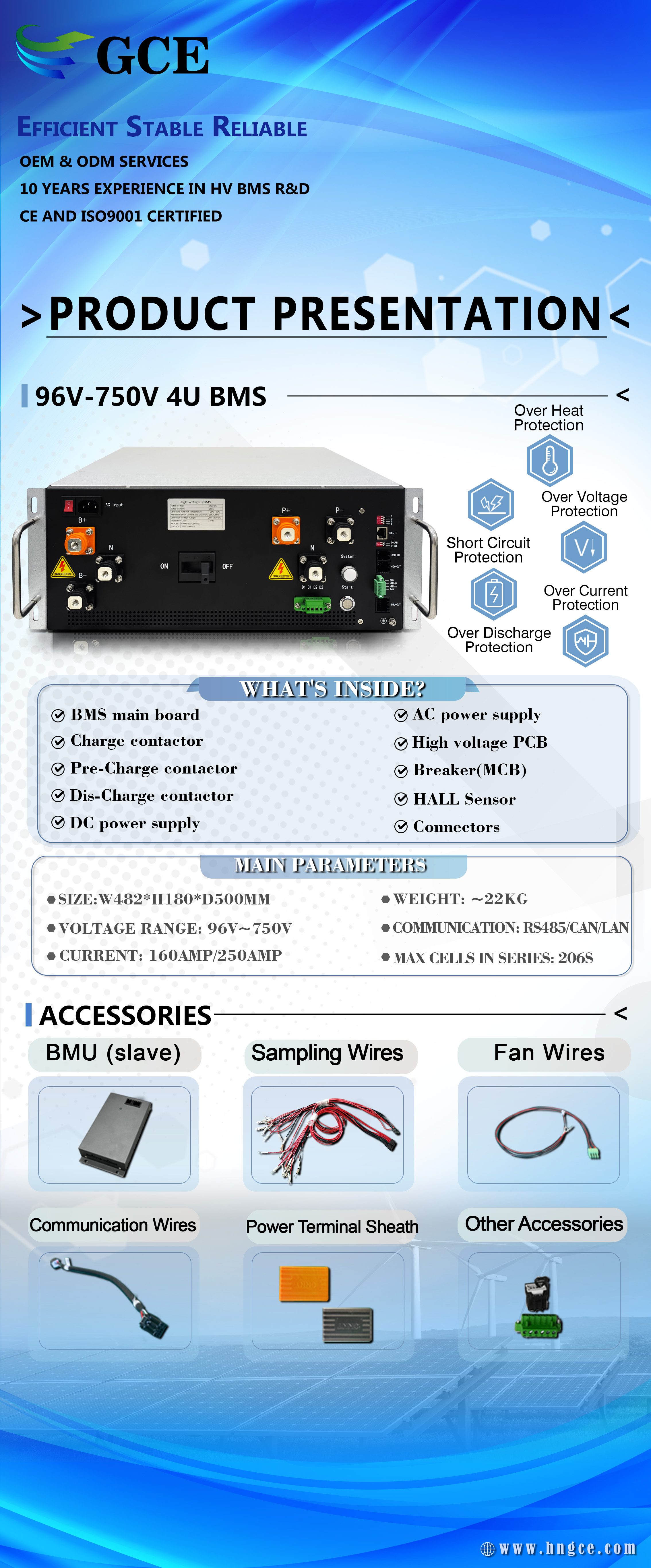 384V±192V 125A High Voltage BMS Power Solution Battery Management System Mid-Line BMS for UPS Center Tap Lithium Battery
