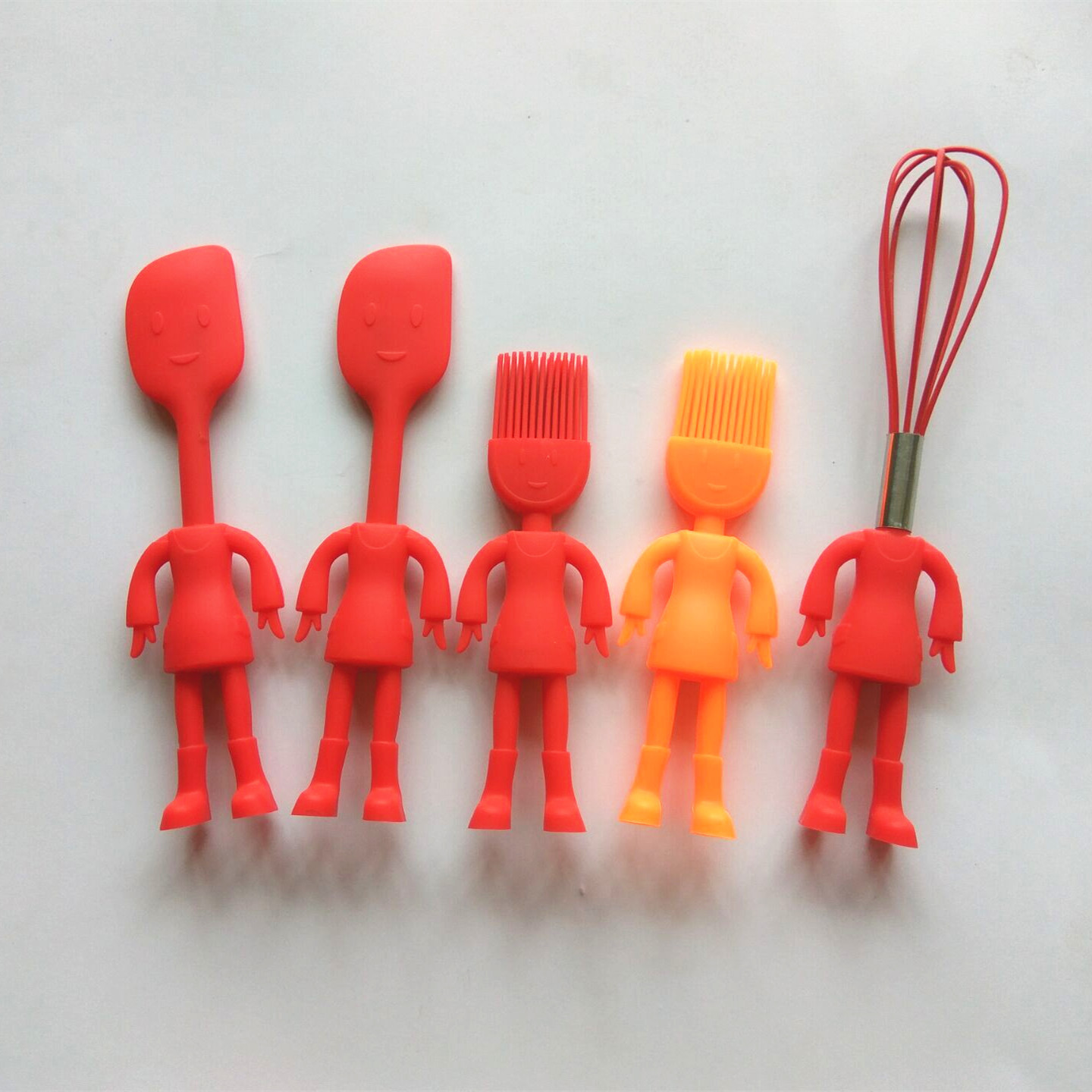 Country Kitchen Set Of Five Silicone MINI Kitchen Utensil Set Silicone Kitchen Baking Tools Whisk Tong, Spatula, Spoon