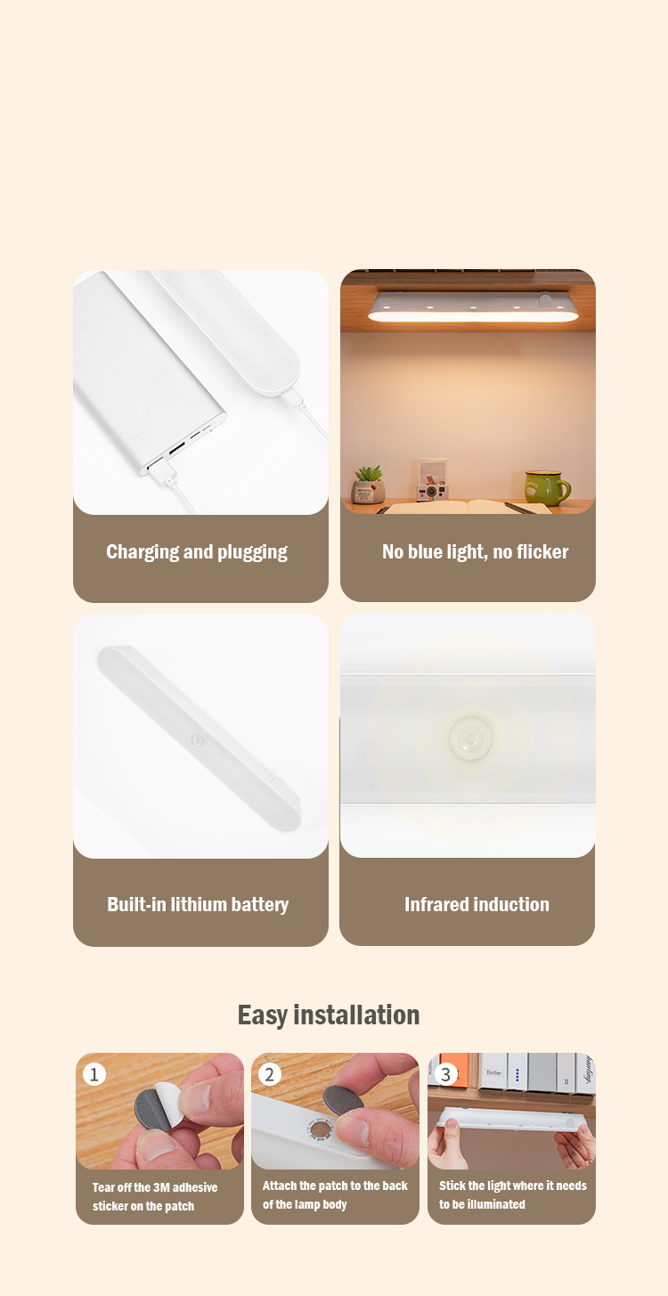 Wireless Human Body Induction Lamp 2700K Motion Sensor Night Light