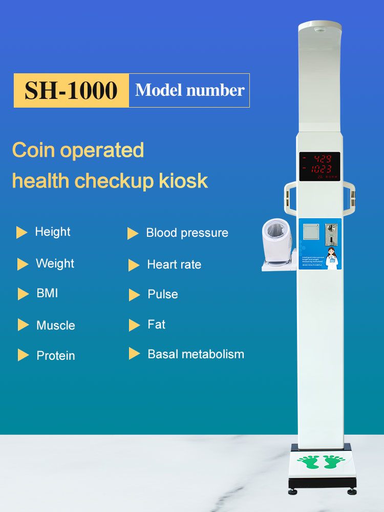 Coin operated Ultrasonic Digital Height Weight Blood Pressure Scale Body Fat Analyzer Scale SH-1000