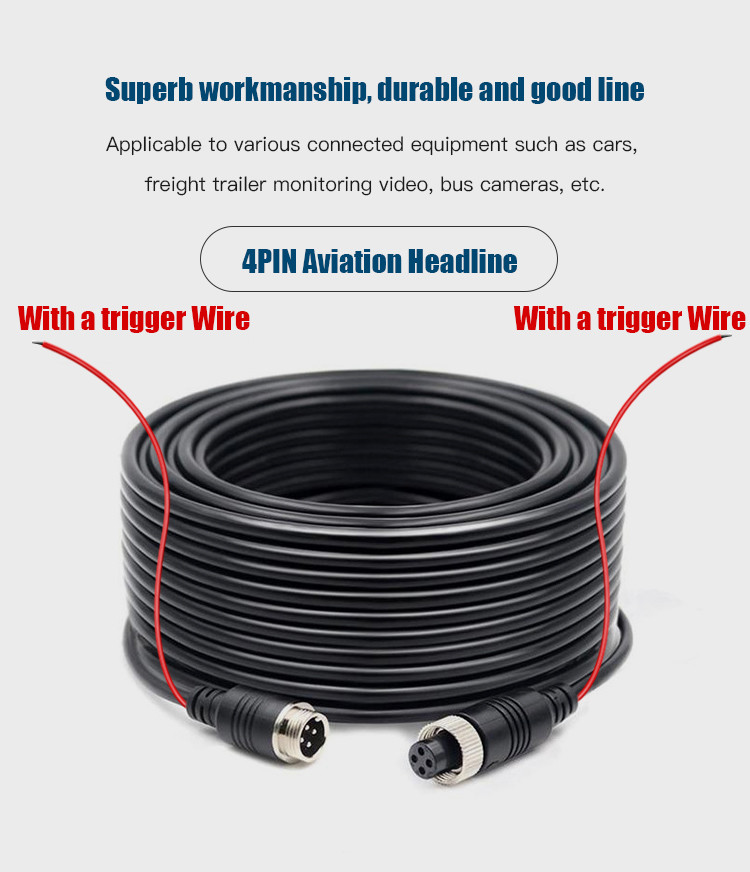Stretchable 4PIN Black 3 To 3 Aviation Spring Extension Cable Car Camera Accessories FCC