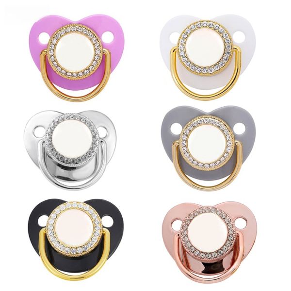 Custom Silicone Infant Nipple Luxury Baby Bling Blank Sublimation Pacifiers Clips