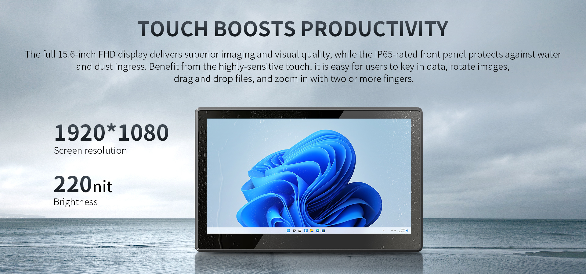 2.4kg ONERugged P15J Tough Touchscreen All-in-One Embedded Panel PC Tablet Computer