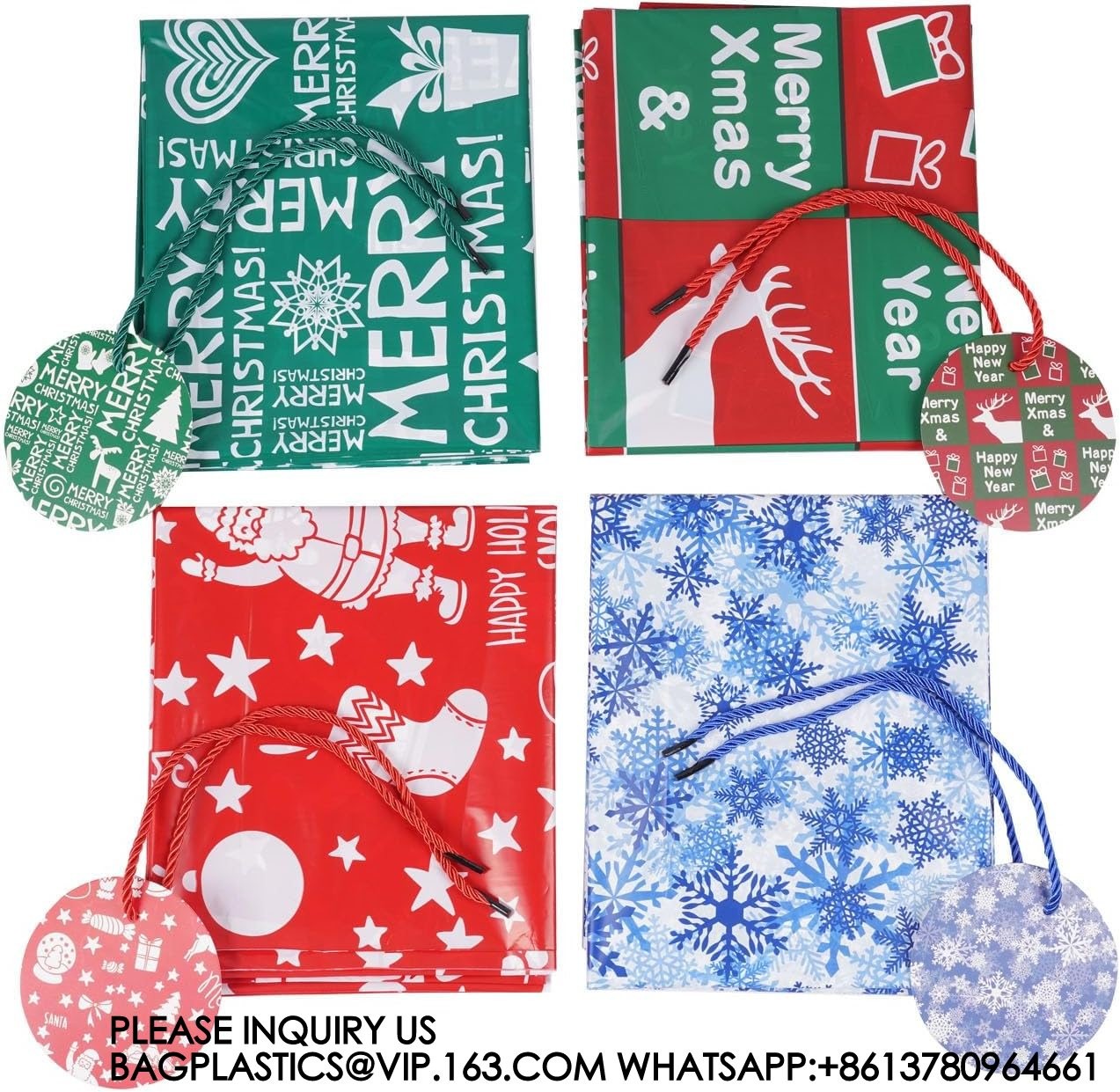 Sets Large Christmas Gift Plastic Bag 36"X60" Jumbo Gift Wrapping For Xmas Presents Oversized Party Favor