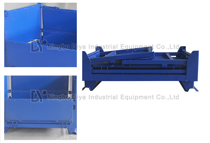 Industrial Steel Folding Stacking Rack System , Blue Steel Turnover Box