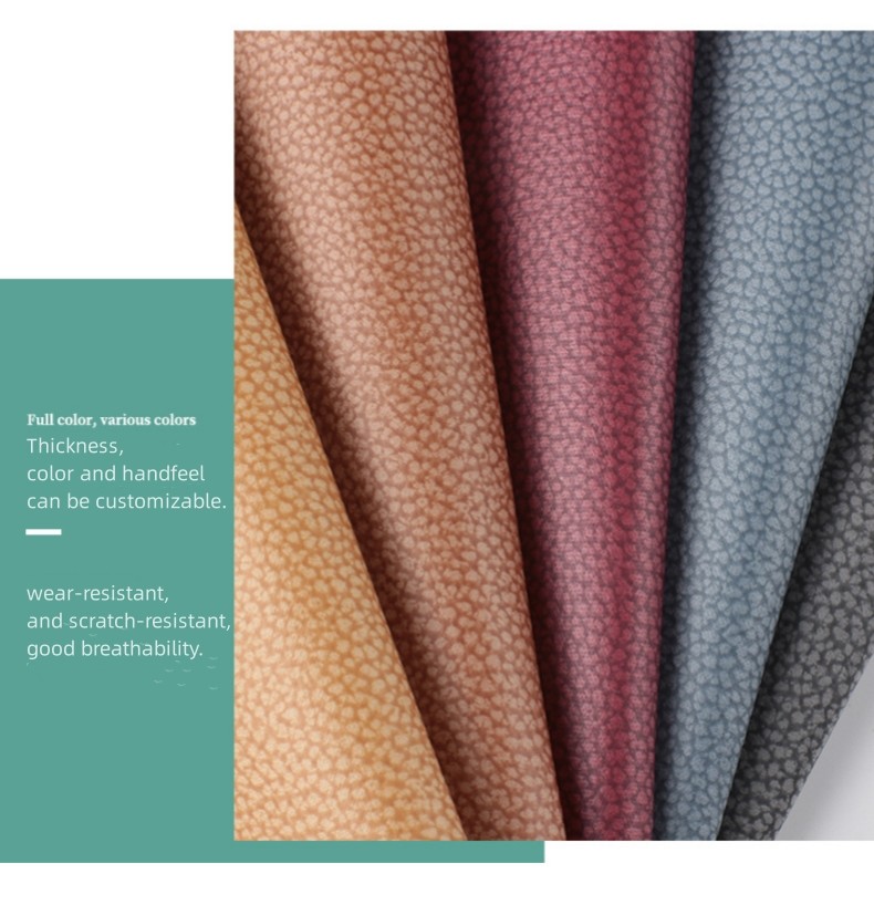 Litchi Leathaire Fabric 1.2mm Breathable Leather Fabric For Sofas / Cushions