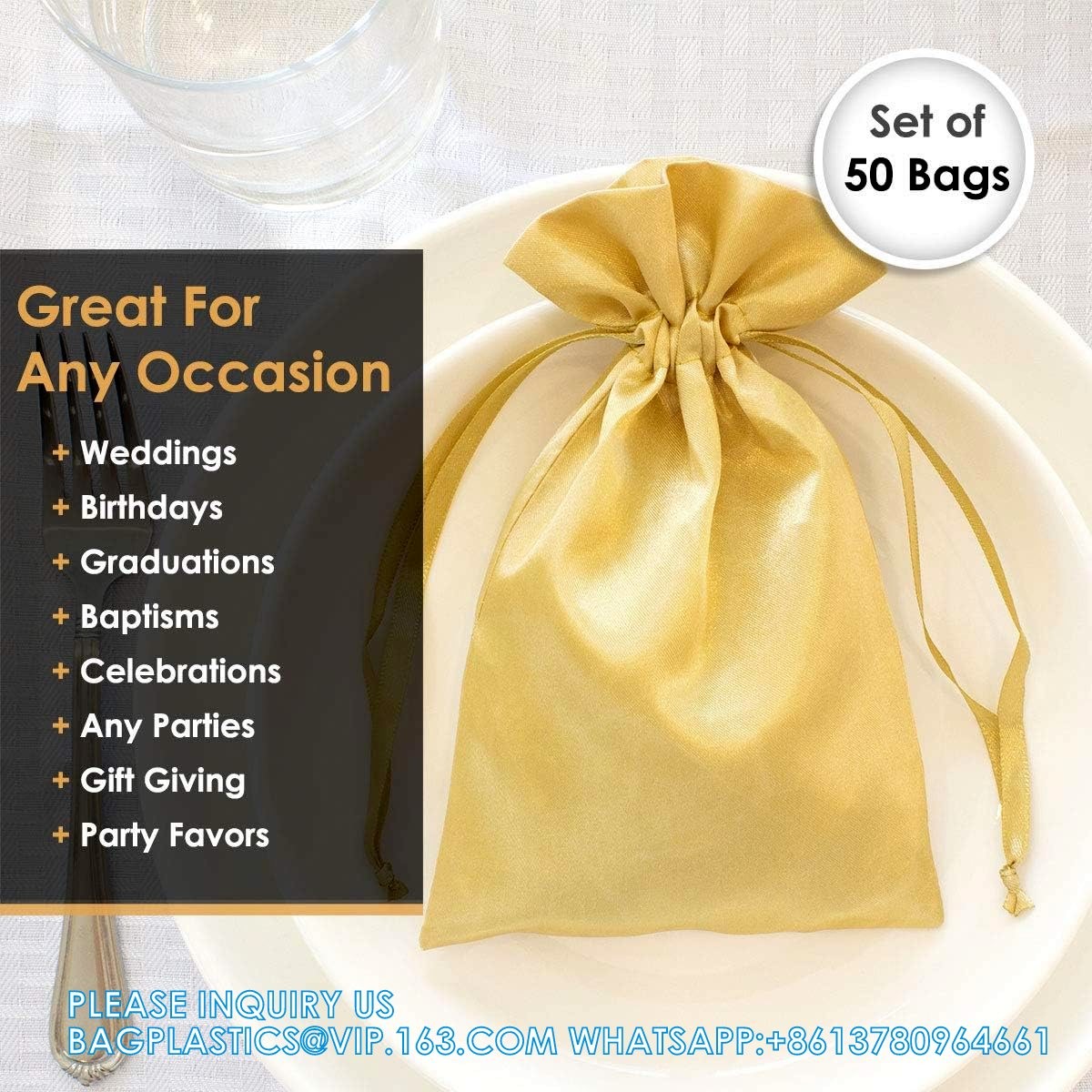 Satin Gift Bags, Jewelry Bags, Wedding Favor Drawstring Bags Baby Shower Christmas Gift Bags