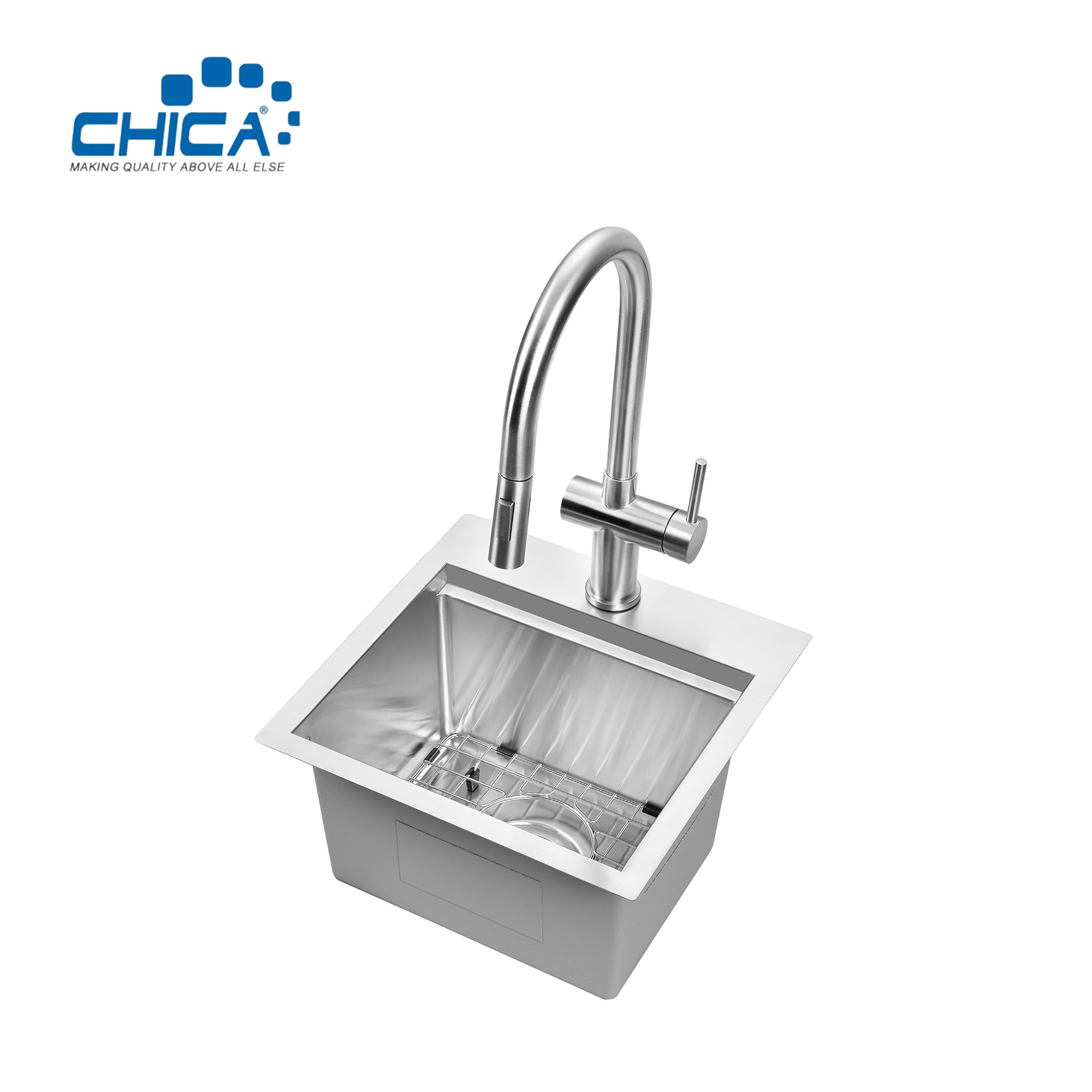SUS304 stainless steel single bowl sink commercial topmount handmade house kitchen sink