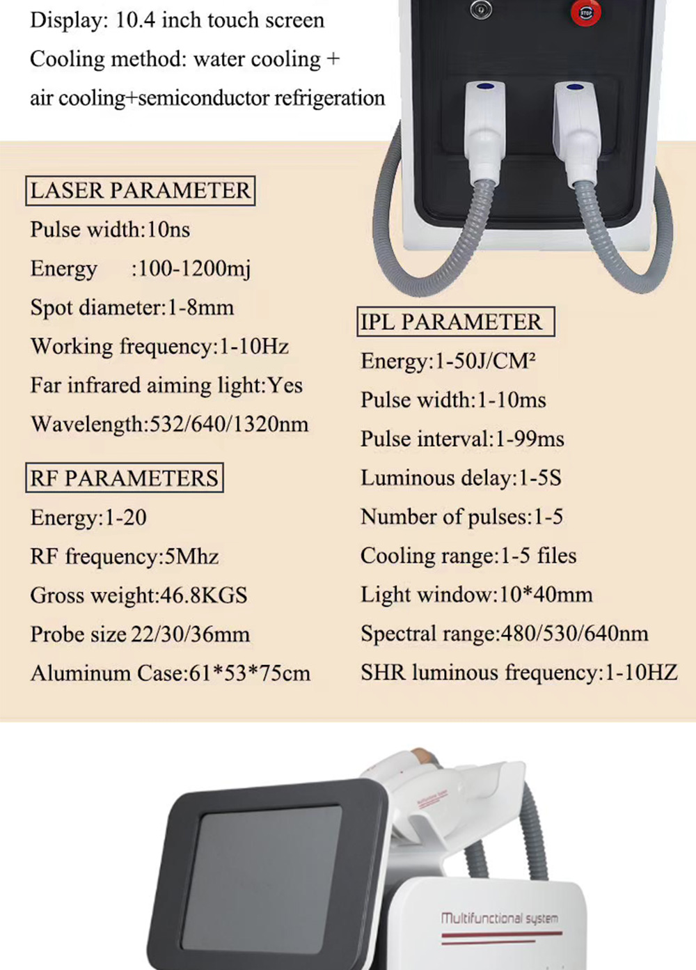 1064 Nm Picosecond Laser Tattoo Removal Machine 3 In 1 Ipl Rf Handle