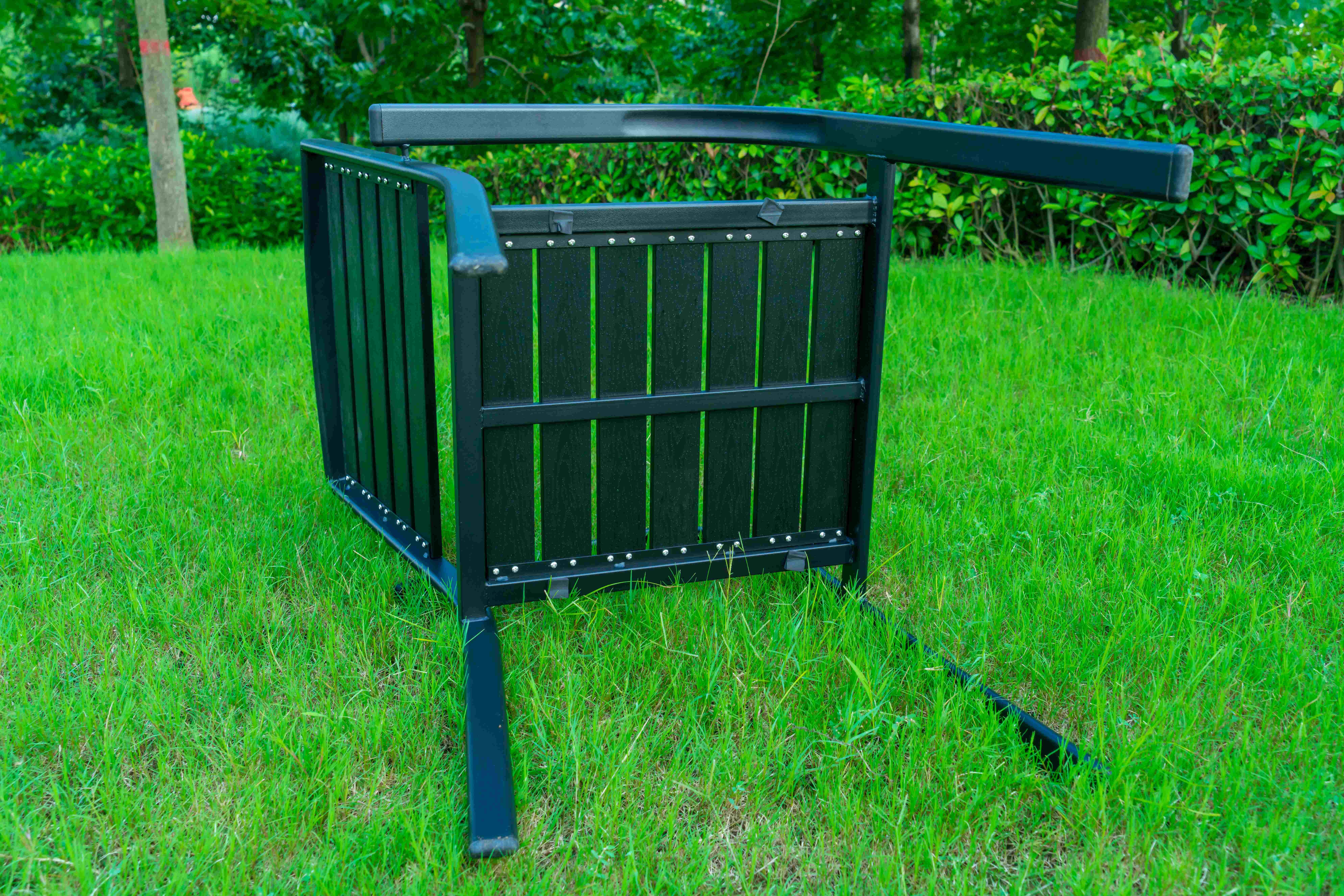 Black 11 Pieces Plastic Wood Modern Outdoor Garden Furniture Table Set 8-10 Seater Extendable Patio Dining Table Chairs